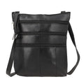 100% Genuine Leather Crossbody Bag;   Color: Black;  Size: 9.50 L x 1.5 W x 11 H INCH - Sticky add to cart bar
