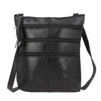100% Genuine Leather Crossbody Bag;   Color: Black;  Size: 9.50 L x 1.5 W x 11 H INCH