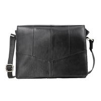 India International Leather Fair Closeout Black Genuine Leather Messenger Bag