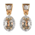 AAA Turkizite and Natural White Zircon Dangling Earrings in Vermeil Yellow Gold Over Sterling Silver 1.65 ctw - Sticky add to cart bar