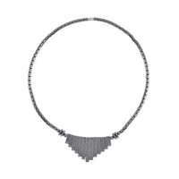 Hematite Waterfall Beaded Necklace 18 Inches in Silvertone 350.00 ctw