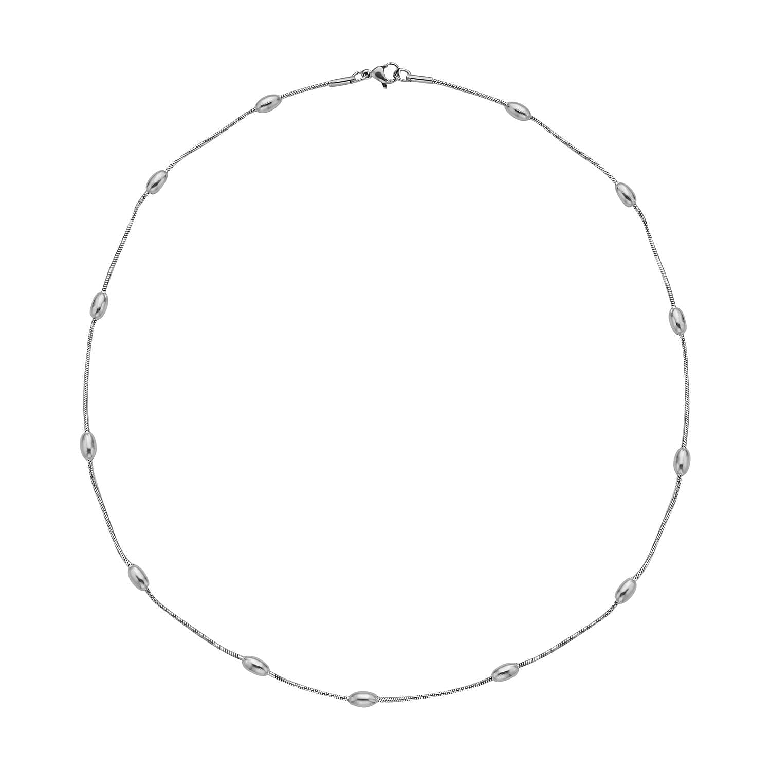 Omega Chain Station Necklace 19.5 Inches in Stainless Steel