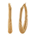Layered Pattern Textured Hoop Earrings in ION Plated YG Stainless Steel - Sticky add to cart bar