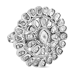 White Diamond 1.00 ctw Ring in Platinum Over Sterling Silver (Size 6.5) (6.5 g)