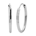 Rhodium Over Sterling Silver Bamboo Hoop Earrings - Sticky add to cart bar
