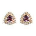 Merelani Color Change Garnet and Moissanite Halo Stud Earrings in Vermeil Yellow Gold Over Sterling Silver 0.80 ctw - Sticky add to cart bar