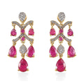 Pink Ruby (FF) and White Zircon Dangling Earrings in Vermeil YG Over Sterling Silver 6.25 ctw - Sticky add to cart bar
