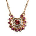 Morro Redondo Pink Tourmaline, Multi Gemstone Floral Necklace (18 Inches) in Vermeil YG Over Sterling Silver 1.50 ctw - Sticky add to cart bar