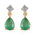 Brazilian Emerald and Diamond Drop Earrings in Vermeil Yellow Gold Over Sterling Silver 2.10 ctw - Sticky add to cart bar