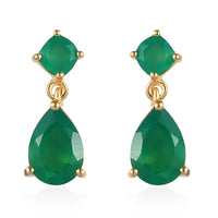 Verde Onyx Dangling Earrings in Vermeil YG Over Sterling Silver 2.85 ctw
