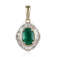 Luxoro 10K Yellow Gold AAA Brazilian Emerald and Diamond Pendant 1.50 ctw