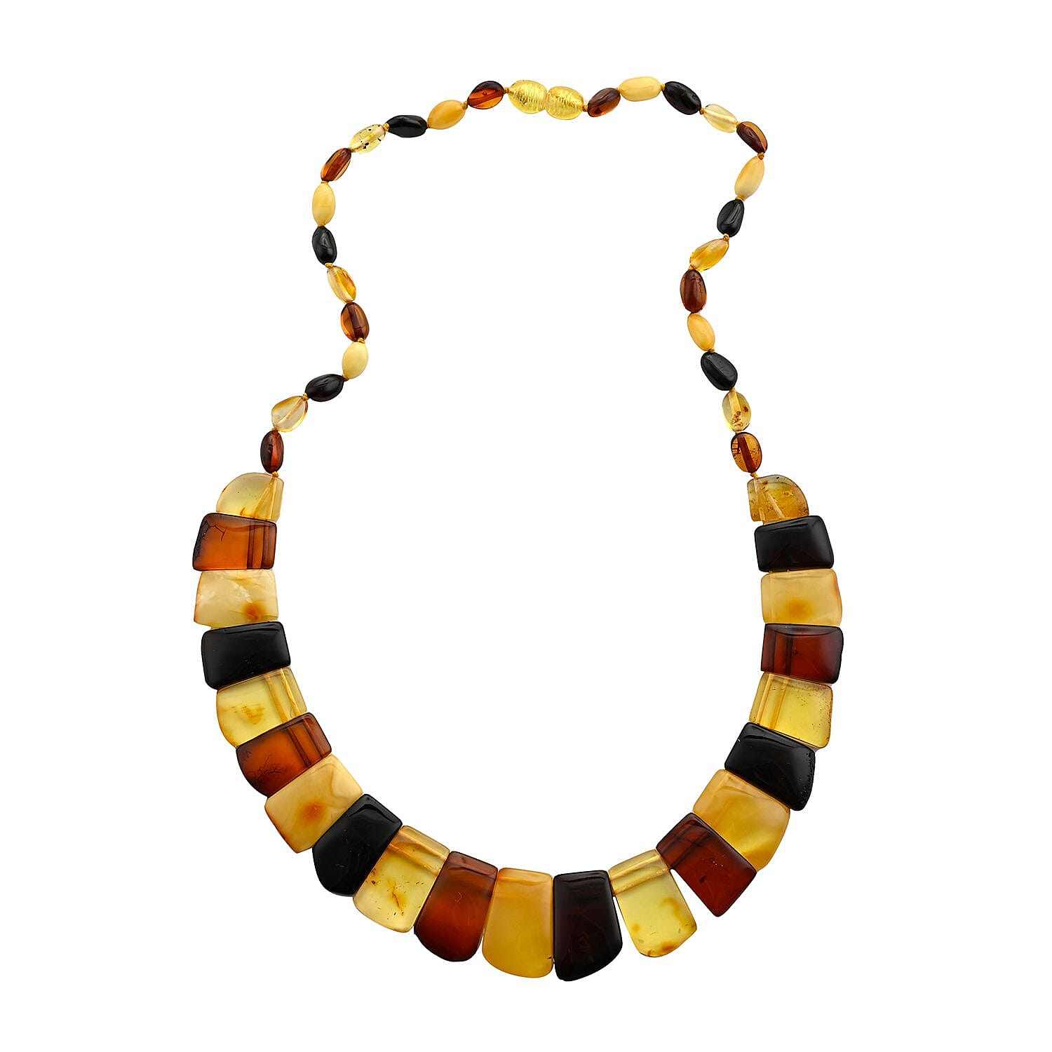 Multi Color Amber Boho Style Necklace 20 Inches