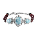 Larimar and Orissa Rhodolite Garnet Toggle Clasp Bracelet in Sterling Silver (7.25 In) 13.90 Grams 47.60 ctw - Sticky add to cart bar