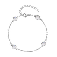 White Glass Bracelet in Stainless Steel (7.50-9.0In)