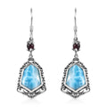 Larimar and Orissa Rhodolite Garnet Earrings in Sterling Silver 11.50 ctw - Sticky add to cart bar