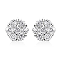 TLV 14K Yellow Gold Diamond Flower Stud Earrings 1.00 ctw