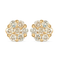 TLV 14K Yellow Gold Diamond Flower Stud Earrings 1.00 ctw