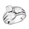 Polki Diamond Multi Shank Ring in Platinum Over Sterling Silver (Size 10.0) 0.50 ctw - Sticky add to cart bar