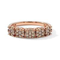 Natural Champagne Diamond and White Diamond Ring in 18K Vermeil RG Over Sterling Silver (Size 10.0) 1.00 ctw