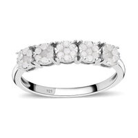 White Diamond Ring in Platinum Over Sterling Silver (Size 6.5) 0.50 ctw