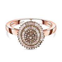 Natural Champagne Diamond 0.49 ctw Cluster Ring in Vermeil Yellow Gold Over Sterling Silver (Size 11.5)