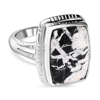 White Buffalo Solitaire Ring in Platinum Over Sterling Silver (Size 9.0) 9.87 ctw