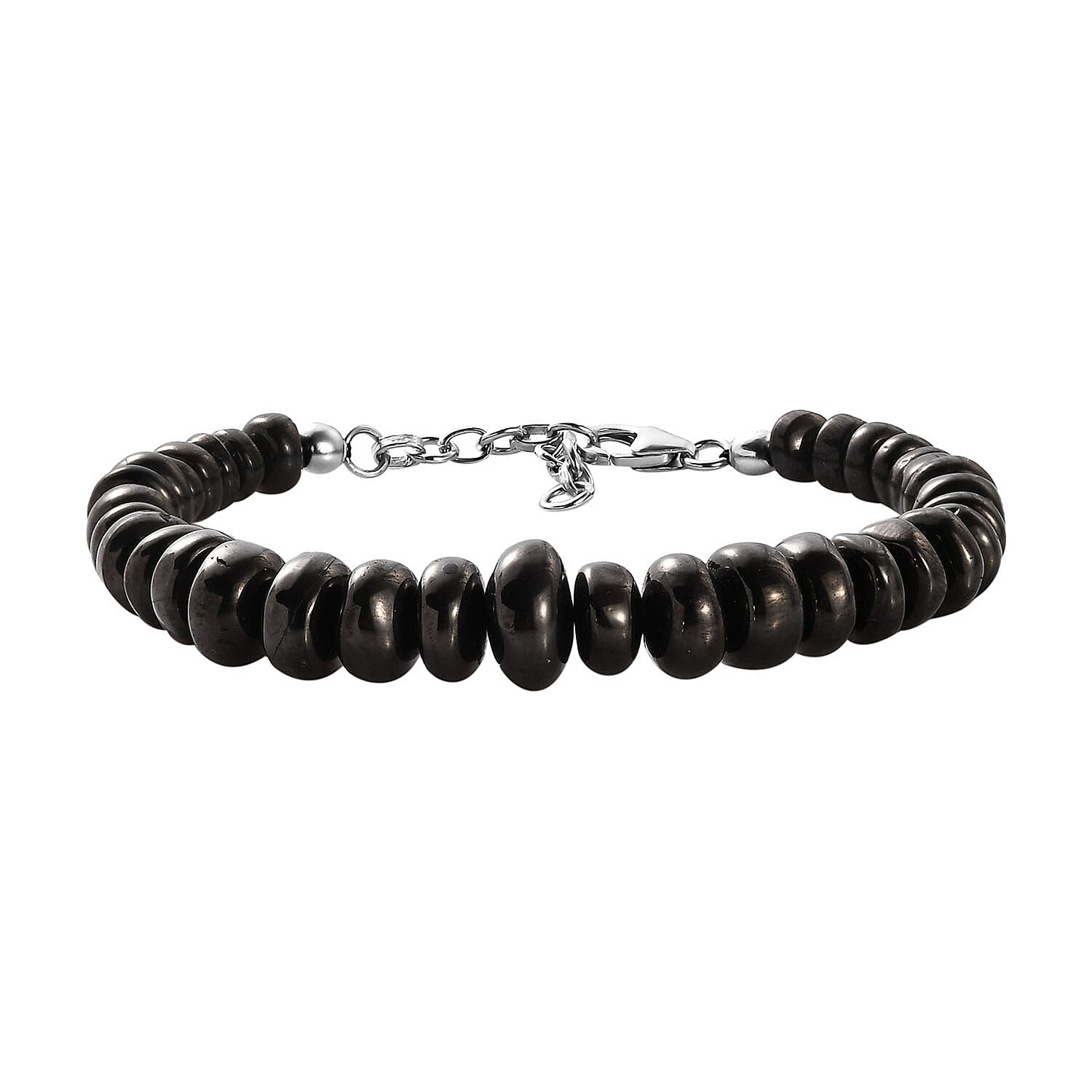 Elite Shungite Tumble Beaded Bracelet in Sterling Silver (6.50-8.50In) 57.00 ctw