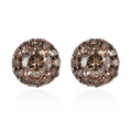 Natural Champagne Diamond Halo Stud Earrings in Vermeil RG Over Sterling Silver 1.00 ctw - Sticky add to cart bar