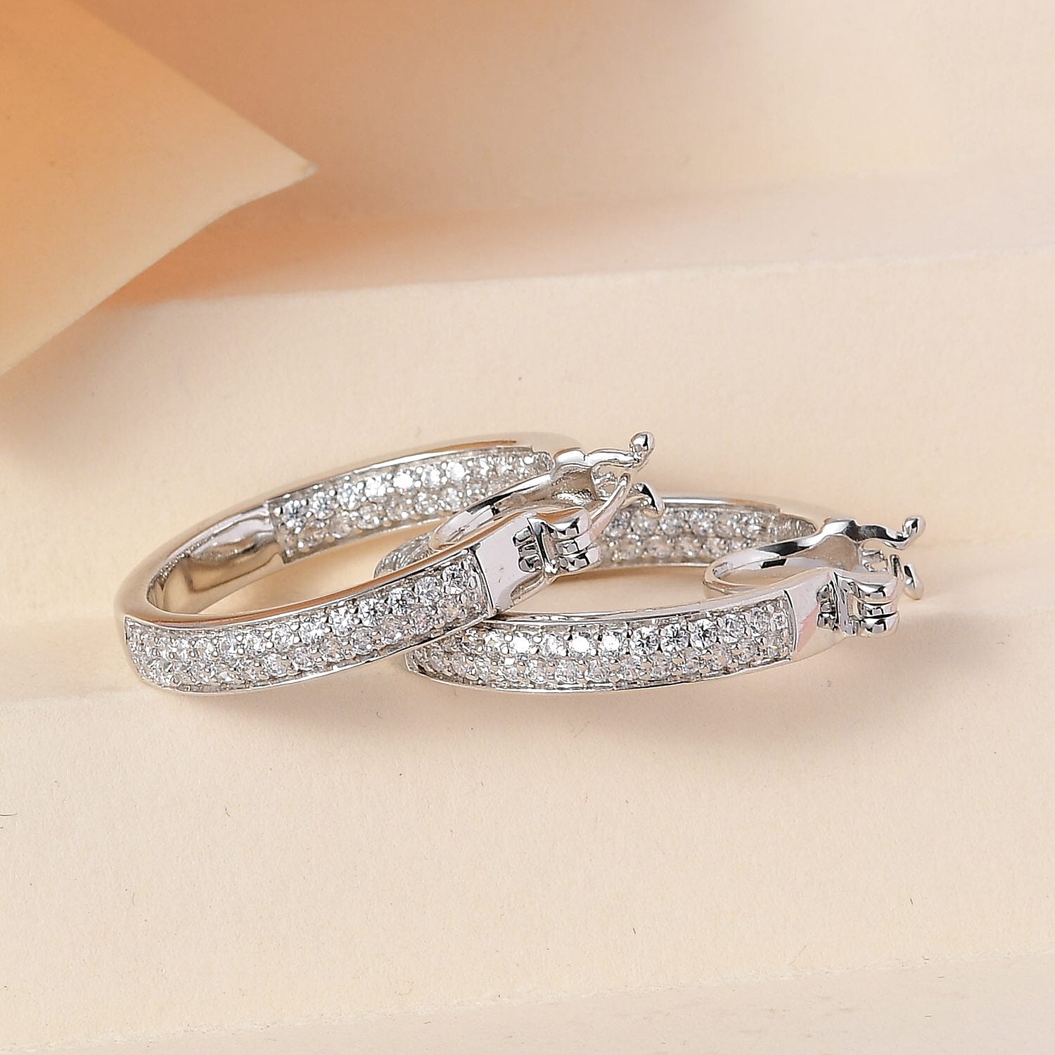 KARIS Simulated Diamond Hoop Earrings in Platinum Bond 2.65 ctw