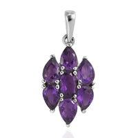 Amethyst Cluster Pendant in Stainless Steel