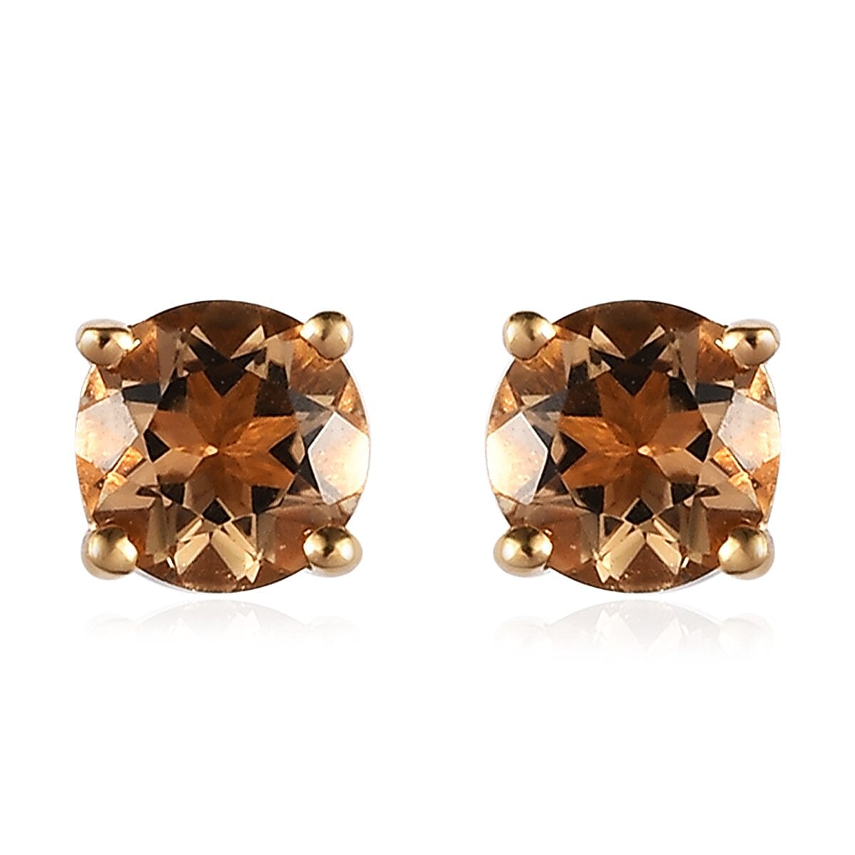 Golden Scapolite Solitaire Stud Earrings in Vermeil Yellow Gold Over Sterling Silver 0.75 ctw