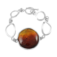 Baltic Amber Toggle Clasp Bracelet in Sterling Silver (7.00 In)