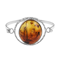 Baltic Amber Bangle Bracelet in Sterling Silver (7.00 In)
