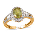 AAA Sava Sphene and Natural White Zircon Halo Ring in Vermeil Yellow Gold Over Sterling Silver 1.65 ctw - Sticky add to cart bar