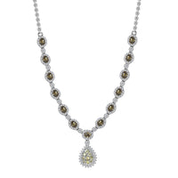 Ambanja Demantoid Garnet and White Zircon 5.75 ctw Necklace 18 Inches in Platinum Over Sterling Silver