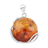 Natural Baltic Amber Pendant in Sterling Silver