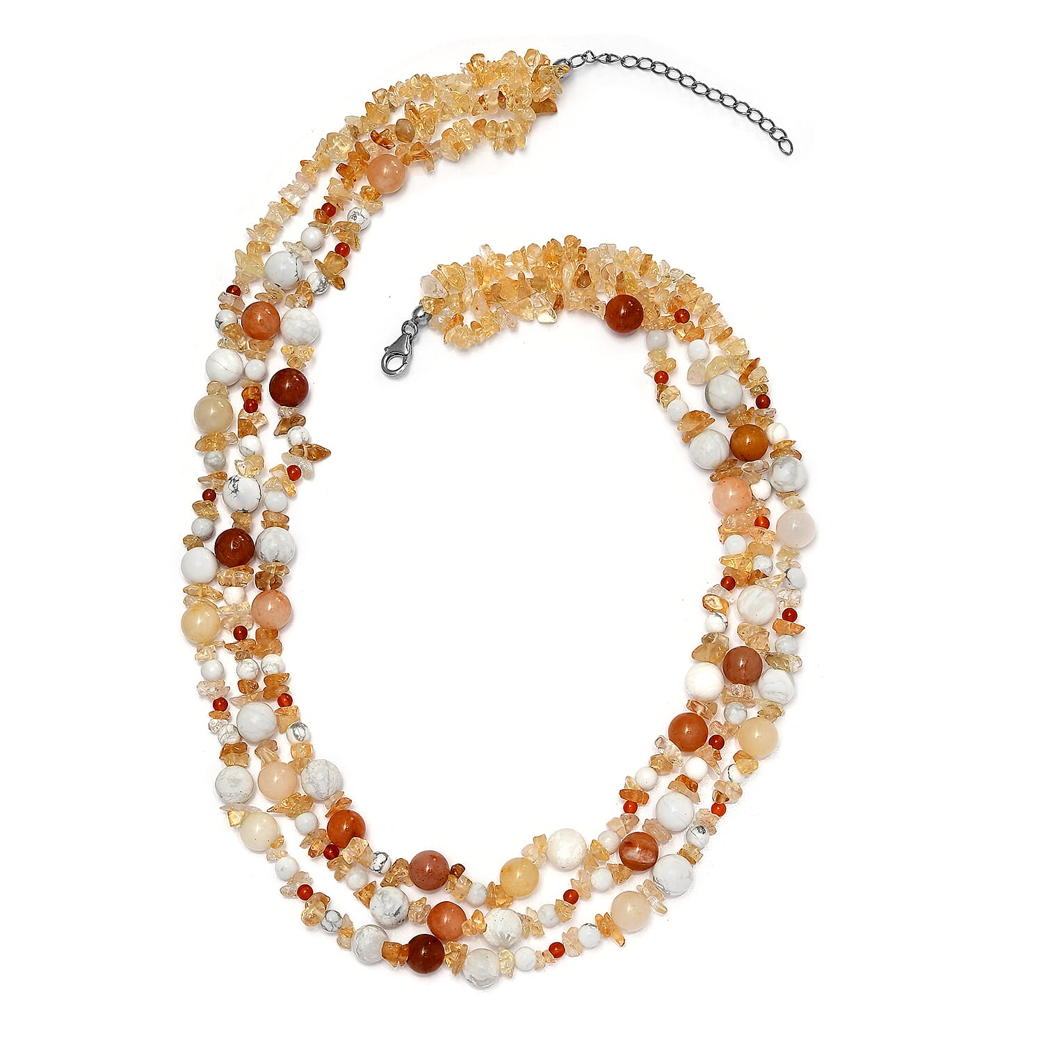Multi Gemstone Necklace 18 Inches in Platinum Over Sterling Silver 375.90 ctw