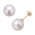10K Yellow Gold White Edison Pearl 10-12mm Solitaire Stud Earrings - Sticky add to cart bar