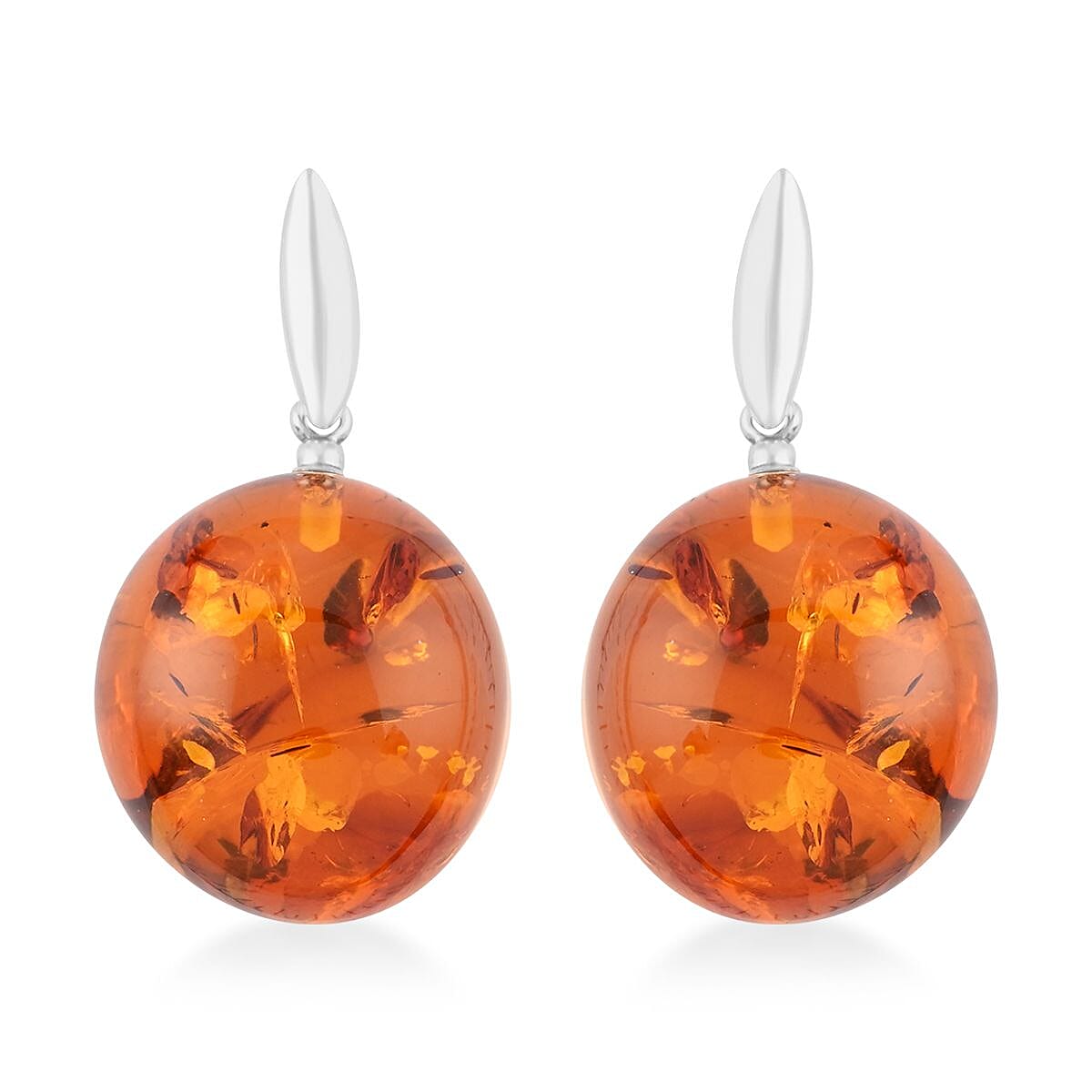 Baltic Amber Dangle Earrings in Sterling Silver