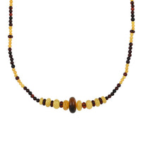 Baltic Multi Color Amber Beaded Necklace 22 Inches in Sterling Silver