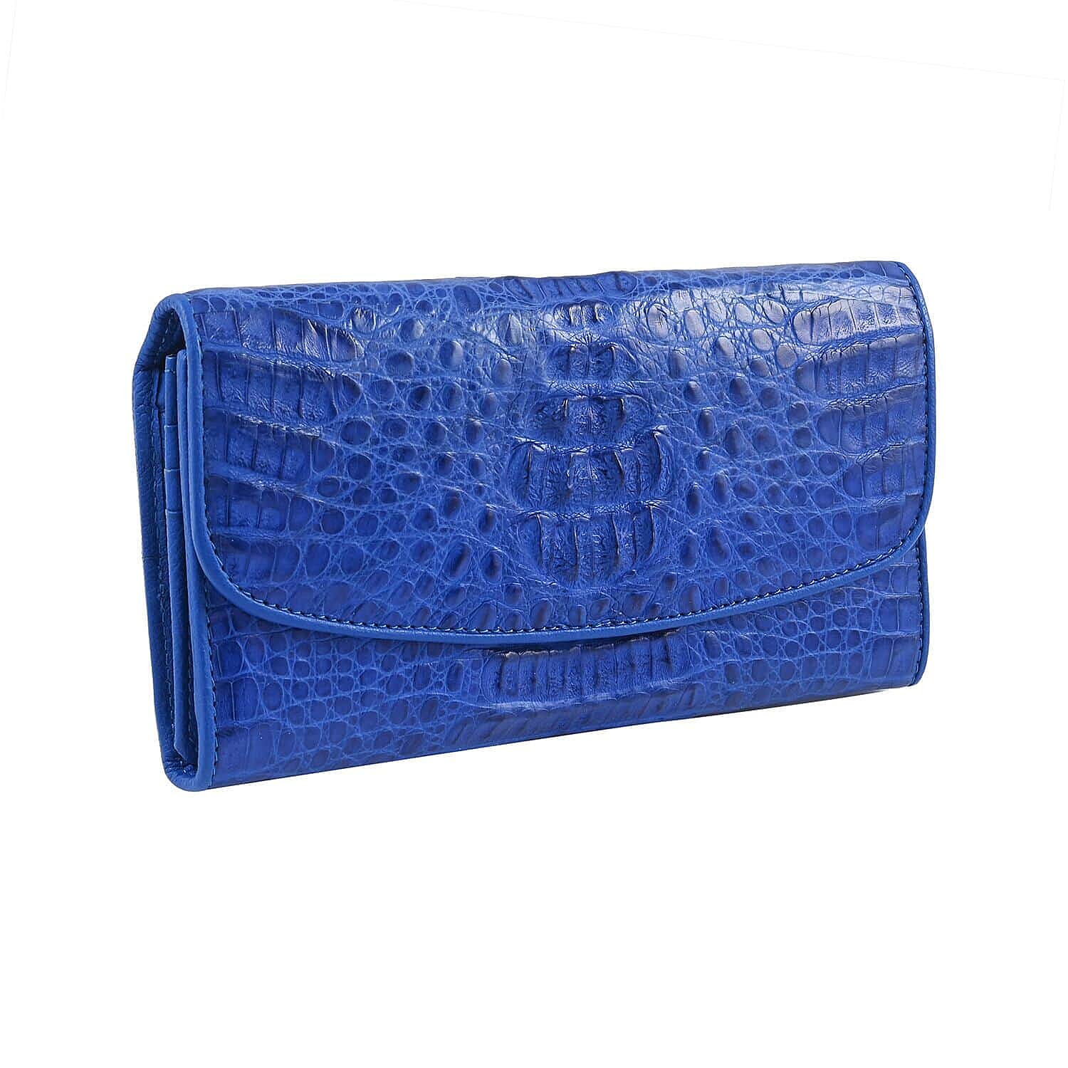 Doorbuster Closeout Brand River Royal Blue Crocodile Embossed Genuine Leather Clutch Bag