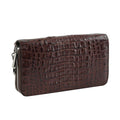 Closeout Brand River Brown Crocodile Embossed Genuine Leather Clutch Bag - Sticky add to cart bar
