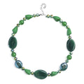 Green Agate and Green Color Glass Necklace 20-22 Inches 200.00 ctw - Sticky add to cart bar