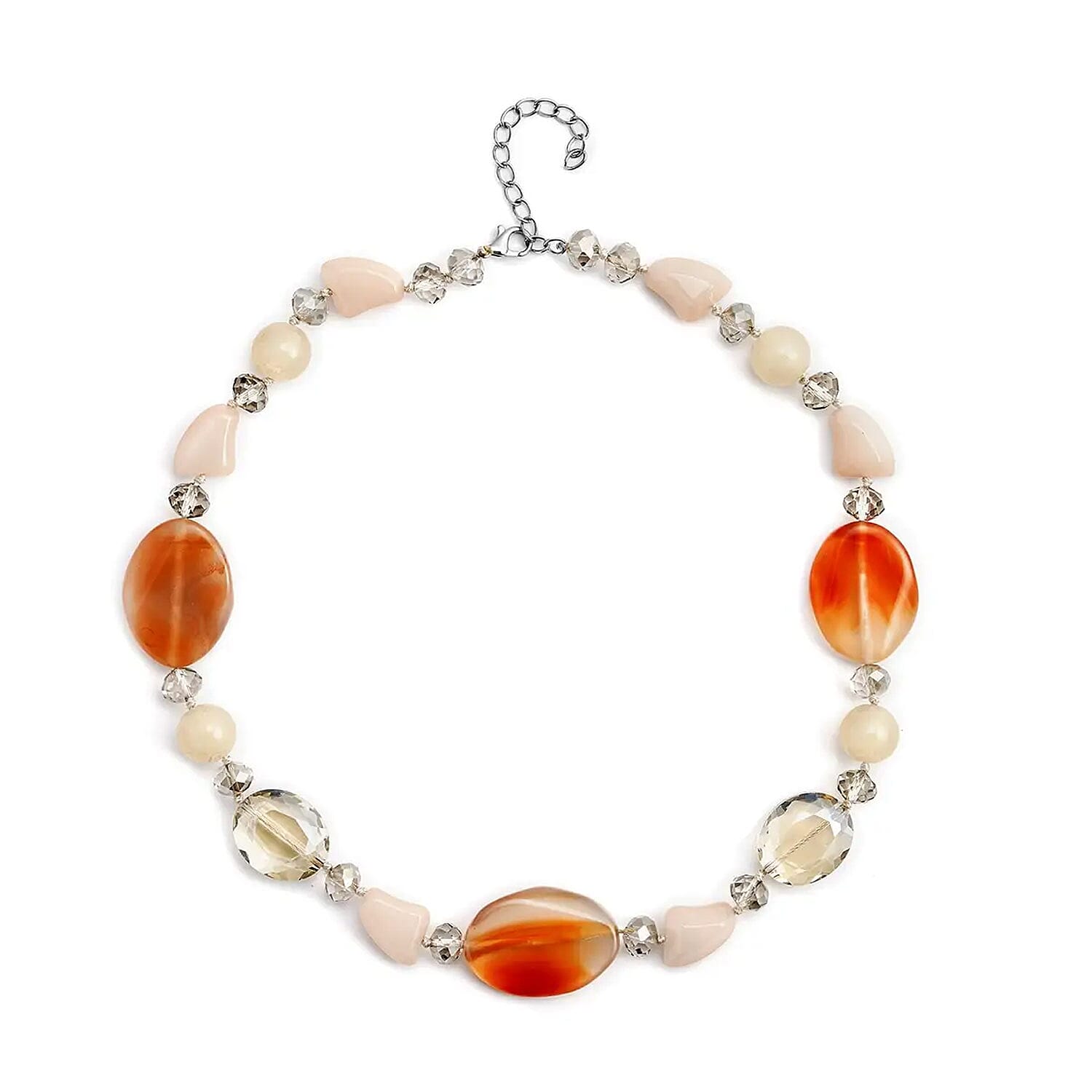 Green Agate and Green Color Glass Necklace 20-22 Inches 200.00 ctw