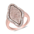 Natural White and Pink Diamond Elongated Ring in Vermeil Rose Gold Over Sterling Silver 1.00 ctw - Sticky add to cart bar