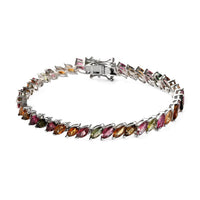 Multi-Tourmaline Classic Tennis Bracelet in Platinum Over Sterling Silver