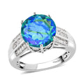 Peacock Quartz and Natural White Zircon Ring in Platinum Over Sterling Silver 5.50 ctw - Sticky add to cart bar