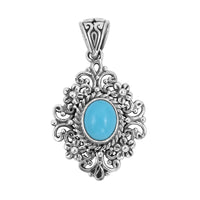 Bali Legacy Sleeping Beauty Turquoise Pendant in Sterling Silver 2.20 ctw