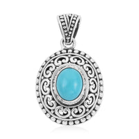 Bali Legacy Sleeping Beauty Turquoise Pendant in Sterling Silver 2.25 ctw