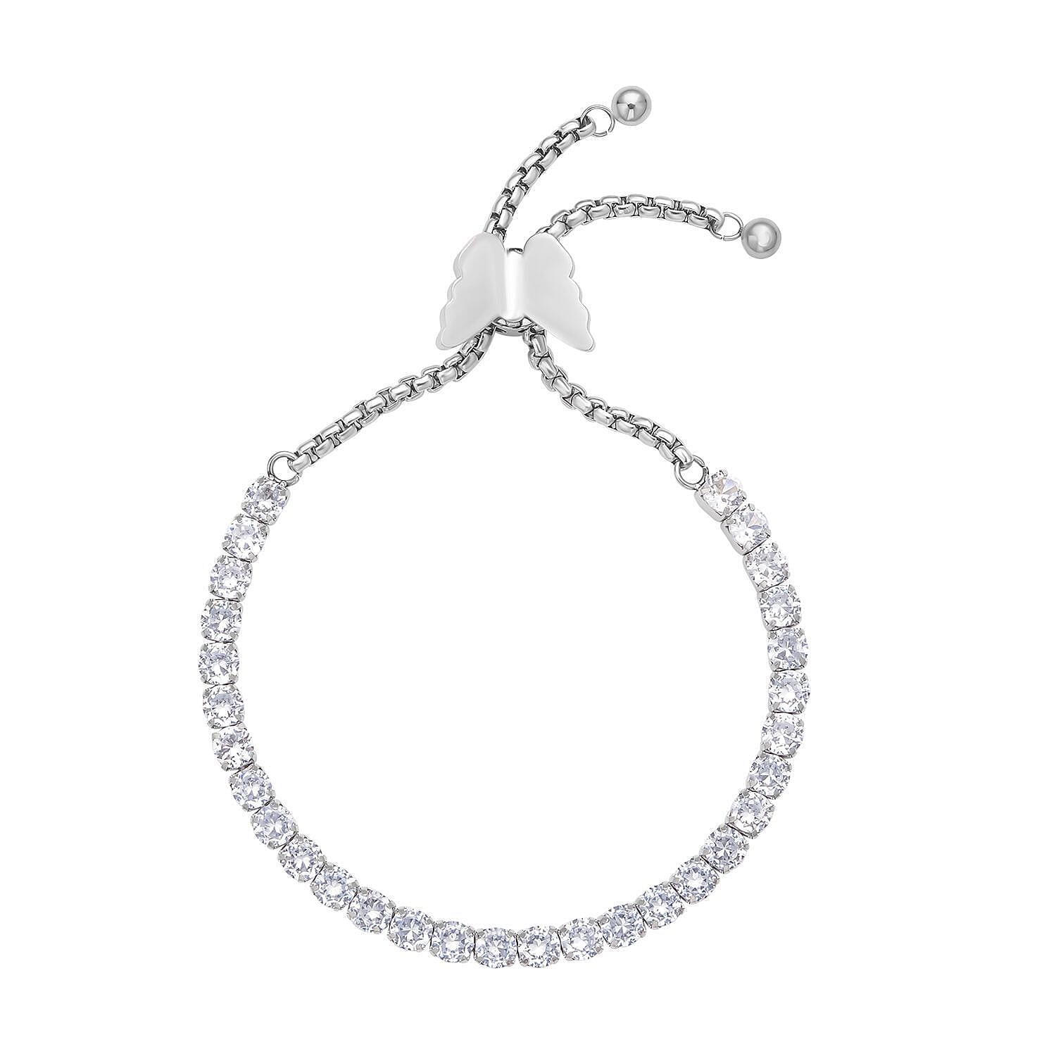 Simulated Green Diamond Bolo Style Bracelet with Butterfly Lock in Stainless Steel (5-9Inches)